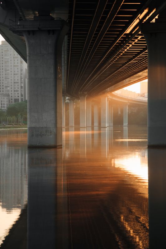 Живописный мост, Москва, рассвет Под Живописным мостомphoto preview