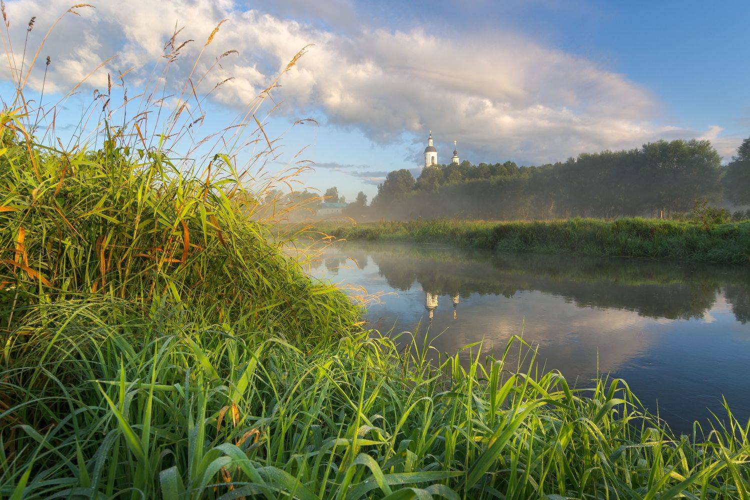 Утро на р. Шерна. Автор: Александр Кыров туман, московская область, утро, природа, пейзаж, лето, рассвет, солнце, Александр Кыров