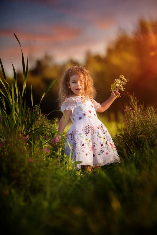 девочка, ребенок, лето, смех, природа, детство photo preview