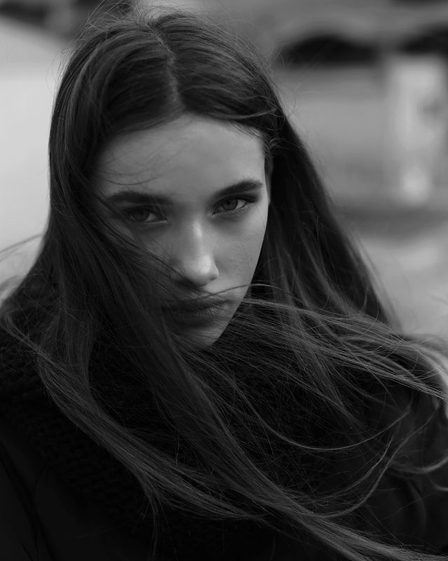 девушка, портрет, чб ***photo preview