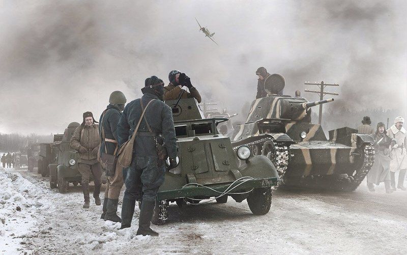 передовой отряд, ба-20, т-26, зима, война, снег Передовой отряд...photo preview