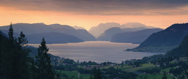 панорама, фьорд, норвегия, лето, вечер Тихим вечеромphoto preview