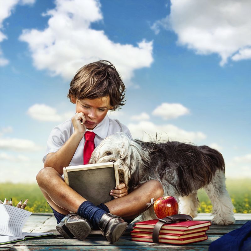 kids Time to study with my puppyphoto preview