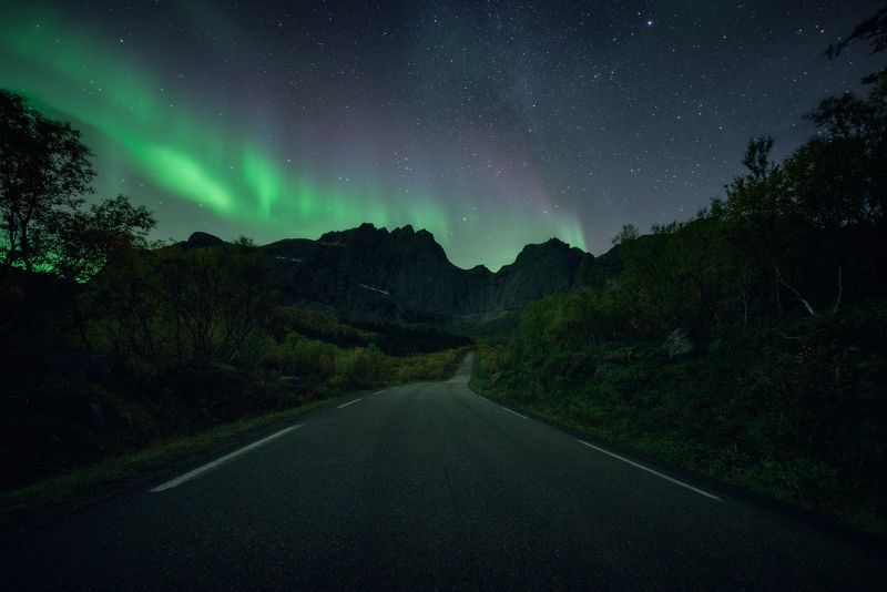 норвегия, северное сияние, пейзаж Аврораphoto preview