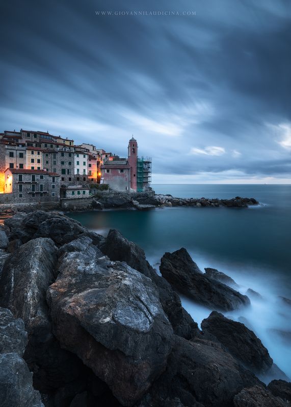 italy, liguria, tellaro, gulf of poets, la spezia, mediterranean, long exposure, blue, sea, seascape, mood, atmosphere, church, rock, sky, cloud, light, coast, landscape, amazing, scenic, travel, destination, coastline, natural, outdoor Light Bluephoto preview