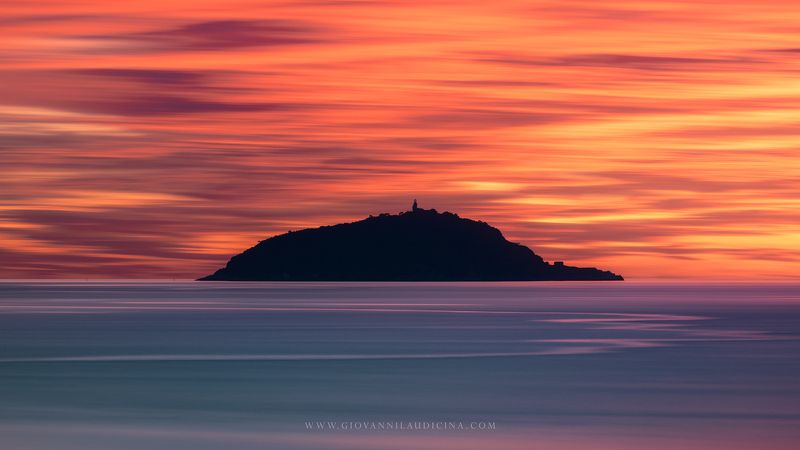 italy, liguria, lerici, gulf of poets, la spezia, mediterranean, long exposure, red, sea, island, sky, cloud, light, landscape, amazing, horizon, vision, silhouette,  scenic, travel, destination, natural, outdoor Tino Islandphoto preview