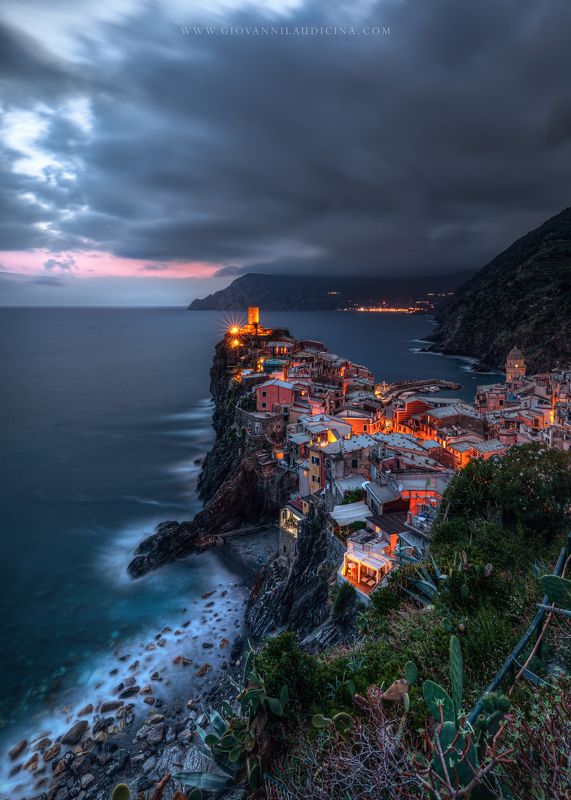 italy, liguria, cinque terre, riomaggiore, la spezia, mediterranean, unesco, village, town, long exposure, sunset, sea, sky, cloud, light, panorama, coast, landscape, amazing, scenic, travel, destination, mood, evening Light of Evening on Vernazzaphoto preview