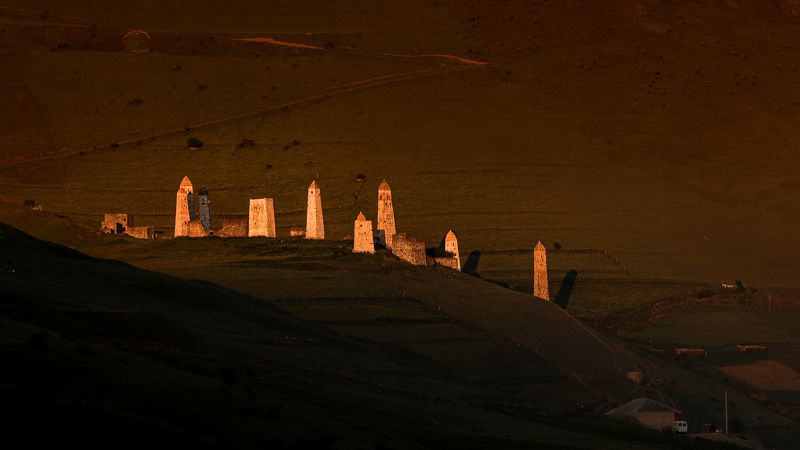 russia, ingushetia, tower, towers, landscape, mountains Ersi Watch Towers, Ingushetia, Russiaphoto preview
