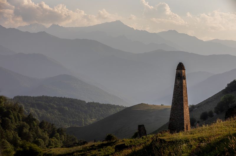 russia, ingushetia, tower, watch tower, landscape, mountains Niy Watch Tower, Ingushetia, Russiaphoto preview