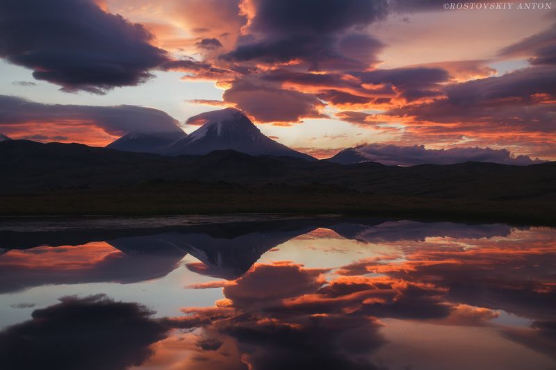 Камчатка, вочход, рассвет, стоянка копыто, фототур, Россия, фотопутешествие. Пылающий рассветphoto preview