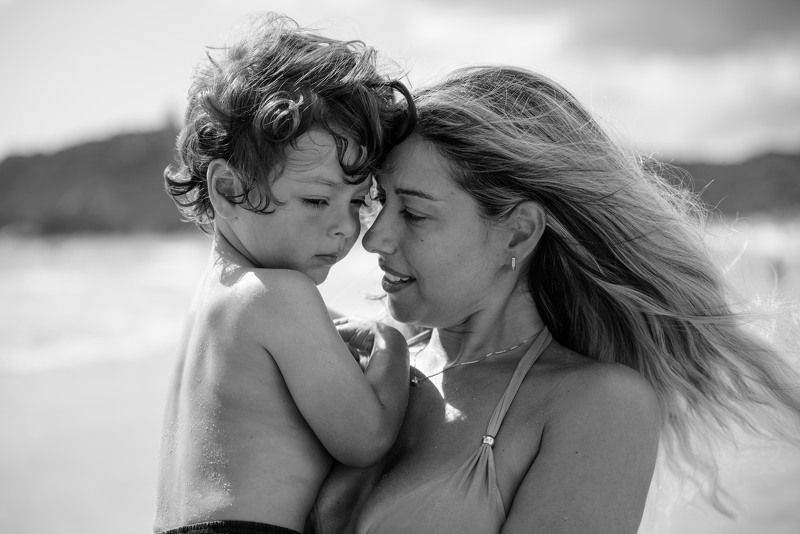 Mom and son at the beachphoto preview