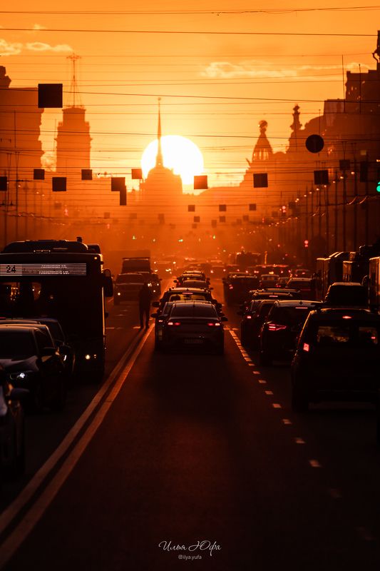 закат, Невский, Санкт-Петербург, город, улица Дважды в годphoto preview