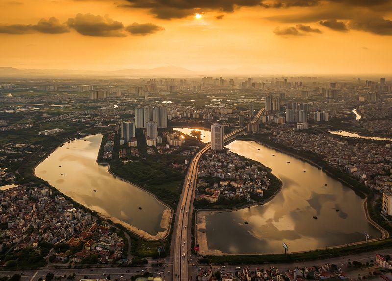 architecture, drone, cityscape, mavic pro, sky, skyscraper, skyline, city, flycam, Vietnam, Hanoi The golden afternoon фото превью