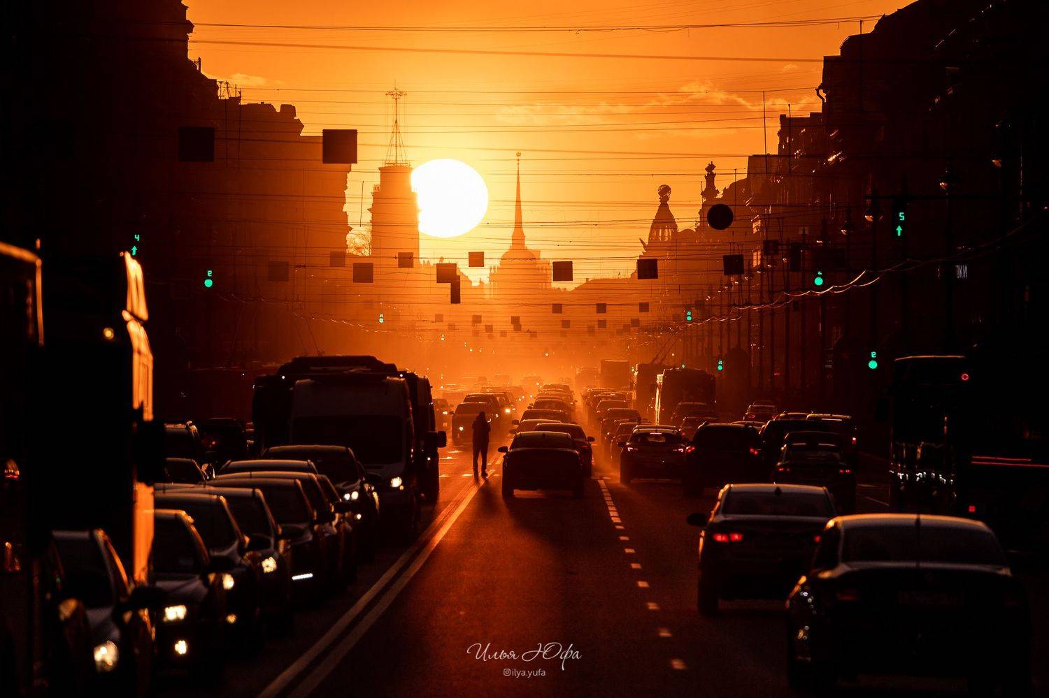 закат, Невский, Санкт-Петербург, город, улица, Илья Юфа