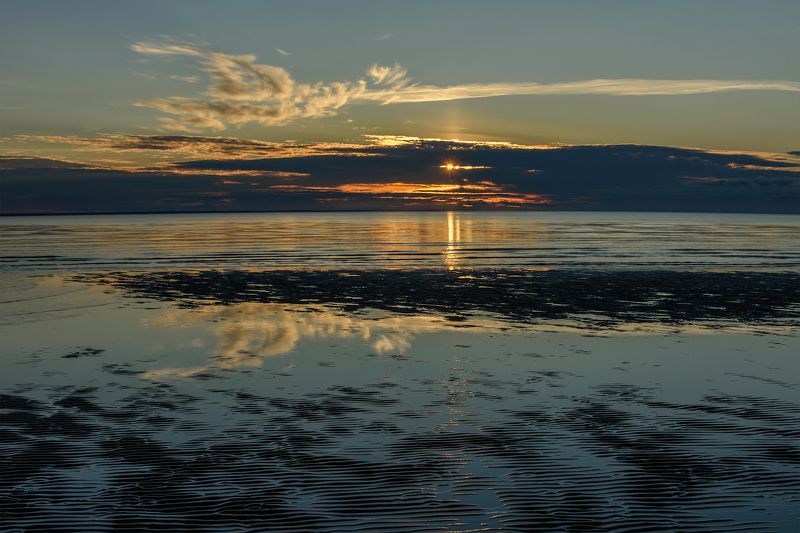 сентябрь отлив море белое залив берег закат вечер вода облака Белое море. Закатphoto preview