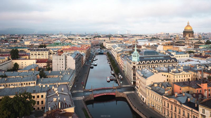 санкт-петербург, петербург, аэросъемка, дрон, апонтруж, красный мост, исторический центр Au Pont Rouge \\ Универмаг у Красного моста на реке Мойкаphoto preview