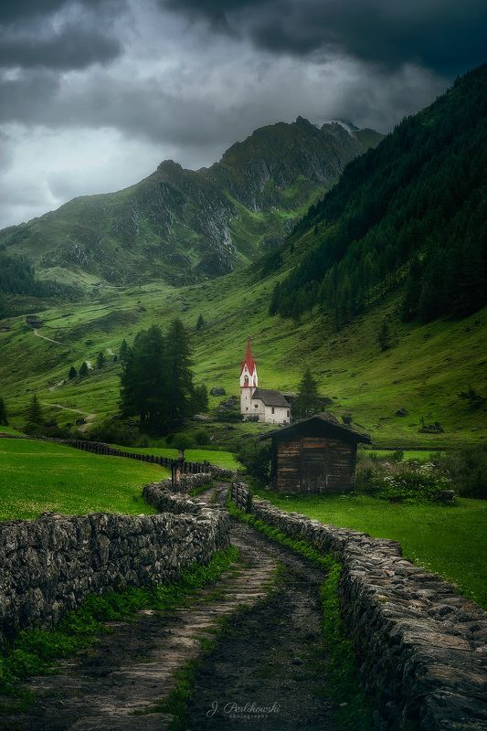 alps, mountains, moody Church in Alpsphoto preview