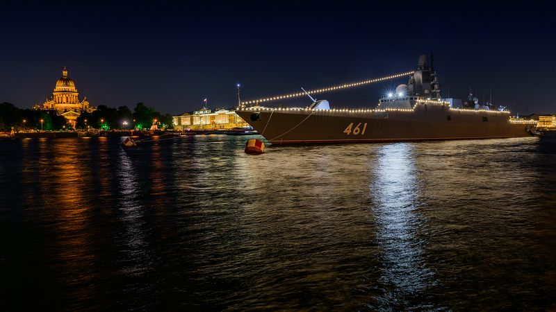 питер, нева, санкт-петербург, мост, ночь, корабль, река, К параду готов!photo preview