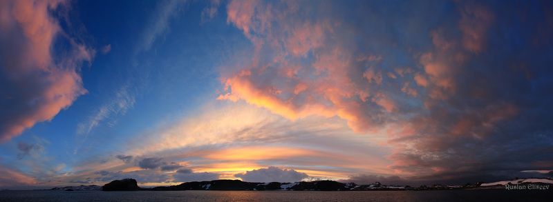 антарктика, беллинсгаузен, бухта ардли. Закат над бухтой Ардлиphoto preview