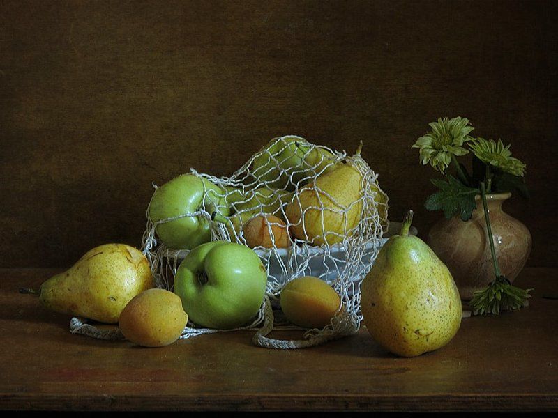 Груши, Натюрморт, Фрукты, Цветок, Яблоки Из летнегоphoto preview