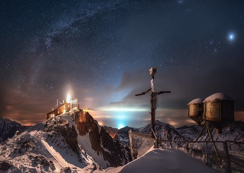 Болгария, Горы, Звезды, Зима, Млечный путь, Небо, Ночь, Снег ***photo preview