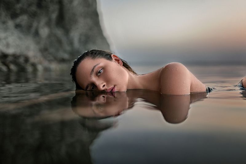 портрет, ню, обнаженная девушка, красота, вода, закат, лето, beauty, girl, summer, sunset, nude, portrait, nature Янаphoto preview
