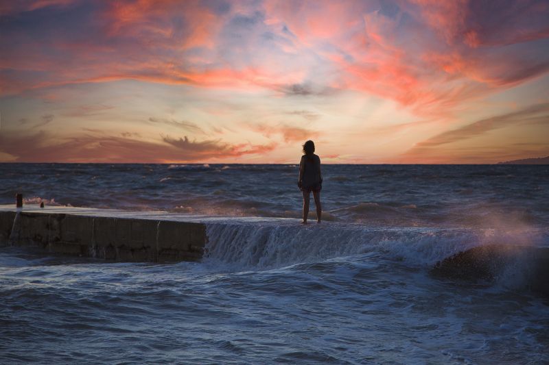 море, шторм, закат,  Навстречу стихии...photo preview