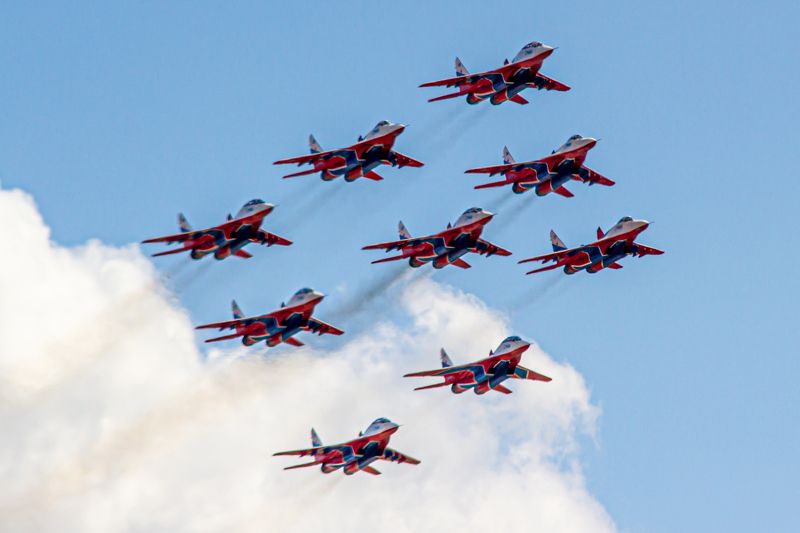 самолет, облака, истребитель, СУ, МИГ, скорость, истребители, вооружение, россия, ВВС, самолеты, гром photo preview