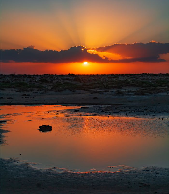 природа, пейзаж, закат, солнце, степь, озеро Едем мы на юг...photo preview