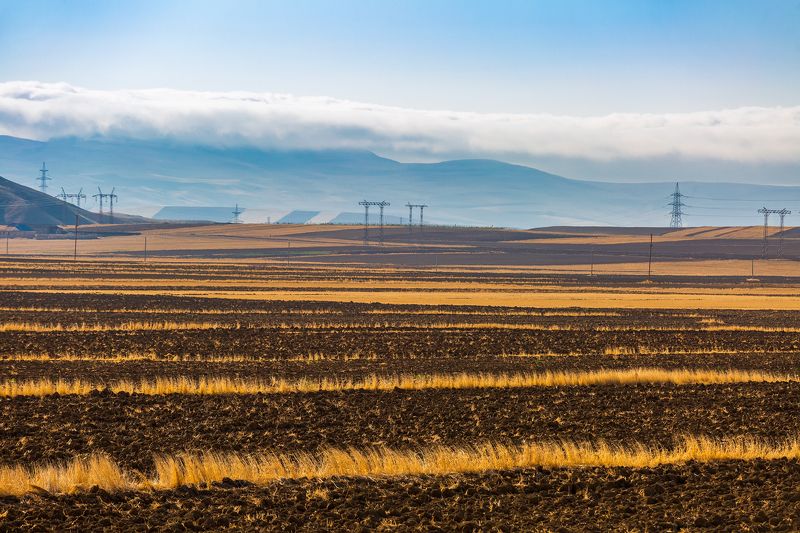 пейзаж, поле, линии, осень, горы, Азербайджан Линии полейphoto preview