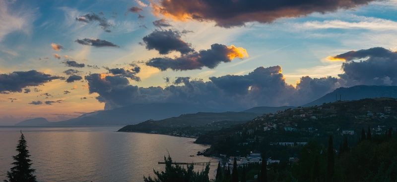 крым, черное море, осень, закат Синий часphoto preview