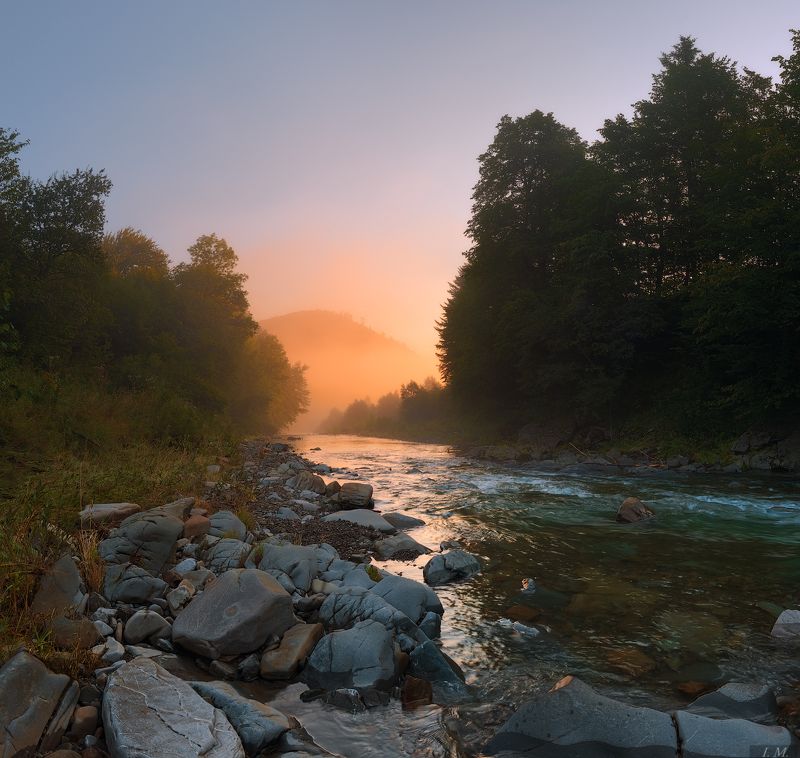 утро, рассвет, туман, свет, река, горы, лес, камни, пейзаж, light, sunrise, summer, fog, mist, mountains, river, flow, foggy, morning, landscape навстречу свету ..photo preview