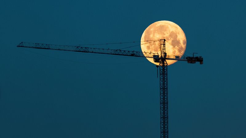 Horizontal,No People,Photography,Crane - Construction Machinery,Outdoors,Sky,Construction Industry,Construction Site,Blue,Tall - High,Construction Machinery,Industry,full moon,moon,night,nightscape,kyiv,ukraine,fujifilm x-t3,nightphotography,dusk,moon ris Night Sky Series: Full moon and cranephoto preview