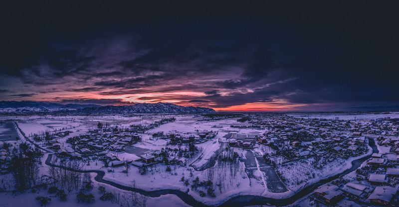 Snowy sunset IRAN Lagroud Daryasar village Guilan Snowy Sunset photo preview
