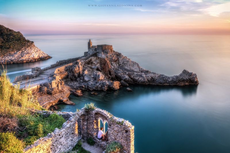 italy, liguria, portovenere, gulf of poets, la spezia, mediterranean, long exposure, blue, sea, rock, sky, sunset, light, coast, landscape, amazing, scenic, travel, destination, coastline, natural, outdoor, love, church, unesco Love in Portovenerephoto preview