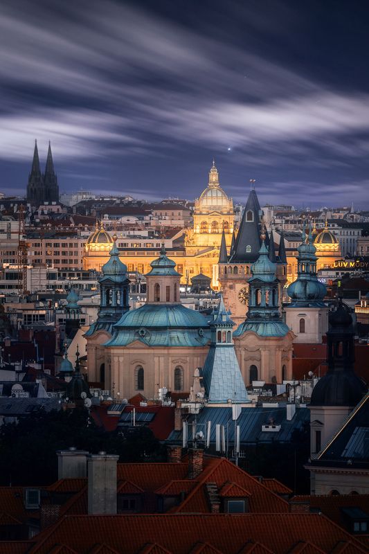 прага, вечер, башни, европа, город, prague, чехия, europe, czech republic, city, ночь Прагаphoto preview