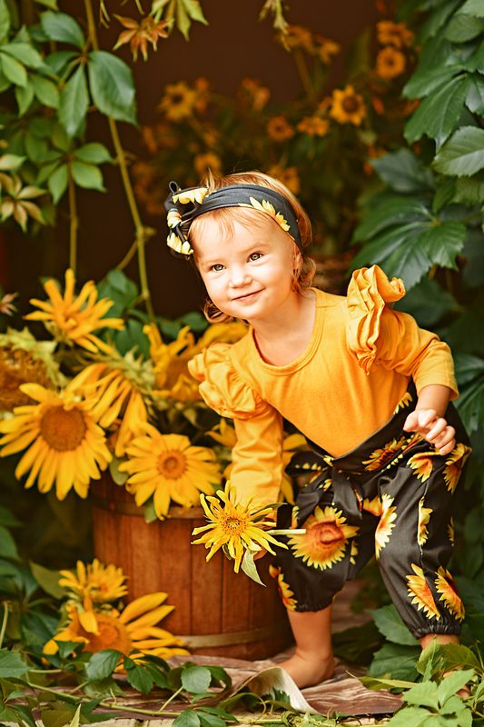подсолнухи, девочка, желтый, цветы, дети, радость Подсолнушекphoto preview