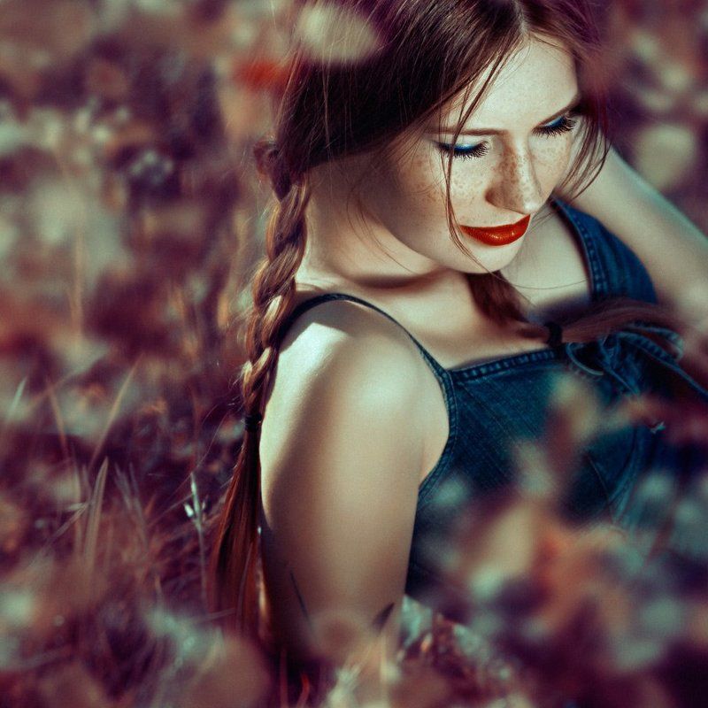daydreams, flowers, grass, olga tkachenko, outdoors, people, portrait, square, sunlight Daydreamsphoto preview