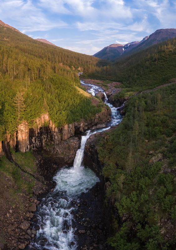 плато путорана, север, лето, сибирь, россия, красноярский край, река, водопад, горы, природа, пейзаж, панорама, putorana plateau, north, summer, siberia, russia, krasnoyarsk region, river, waterfall, mountains, nature, landscape, panorama, dji Река Водопаднаяphoto preview