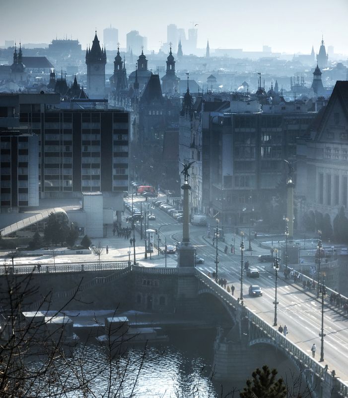 зима, город, прага, дымка Прага зимой.photo preview