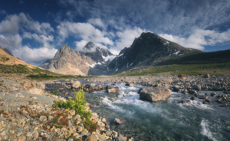 панорама, норвегия, люнген, горы, лето, ручей У ручьяphoto preview