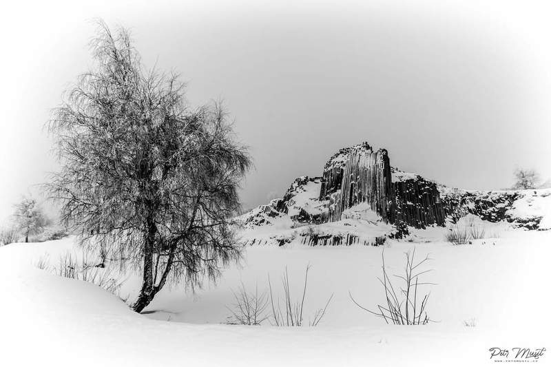 Winter, Snow, rock, Black, White,  Winter in the czech Central highlandsphoto preview
