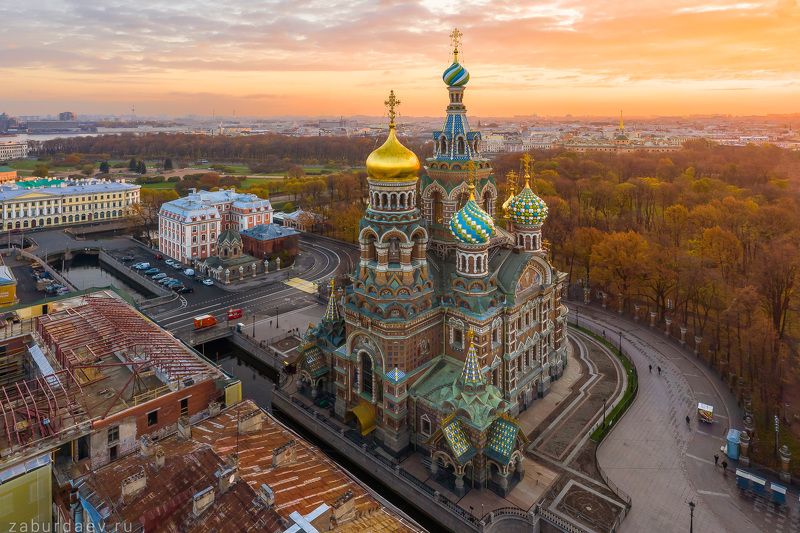 россия, петербург, осень, рассвет Спас на Кровиphoto preview