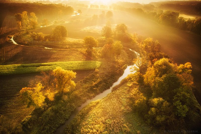 landscape, poland, light, autumn, awesome, amazing, sunrise, sunset, lovely, nature, travel, drone, trees, orange, shadows, dji, river, honey Honeyphoto preview