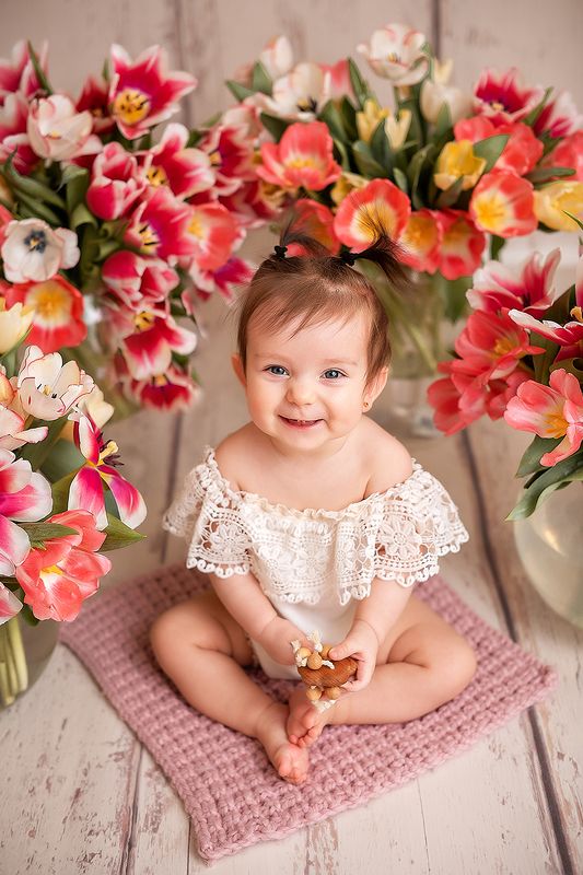 дети смех цветы улыбка счастье photo preview