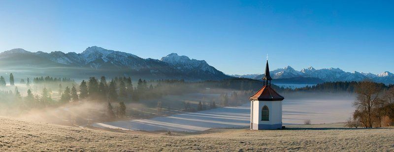 Альпы, Бавария, Германия, Горы, Зима, Озеро, Пейзаж, Путешествие, Рассвет, Утро, Церковь, Часовня In harmonyphoto preview