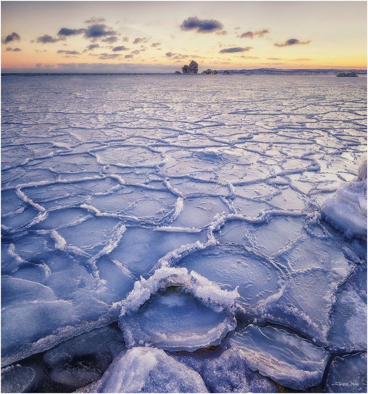 Закат, Квадрат, Керчь, Крым, Лёд, Море, Морской пейзаж, Панорама, Черное море ***photo preview
