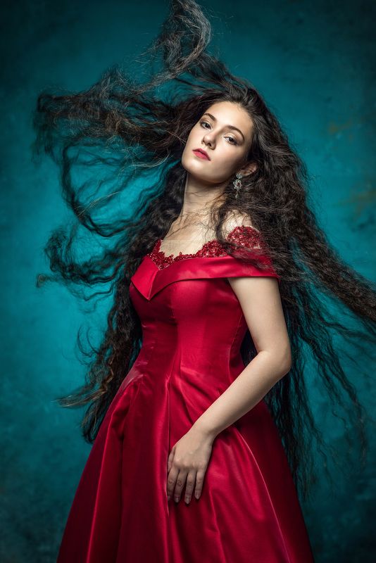 девушка, буря, длинные волосы, девушка в красном,FINE ART PORTRAIT Анастасияphoto preview