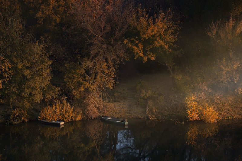 рассвет, осень, лодки, сторожевое ***photo preview