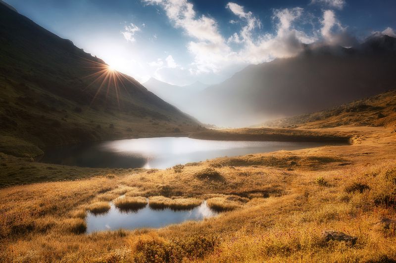 рассвет, озеро, горное озеро, горы, пейзаж, кавказ, осень Из воспоминанийphoto preview